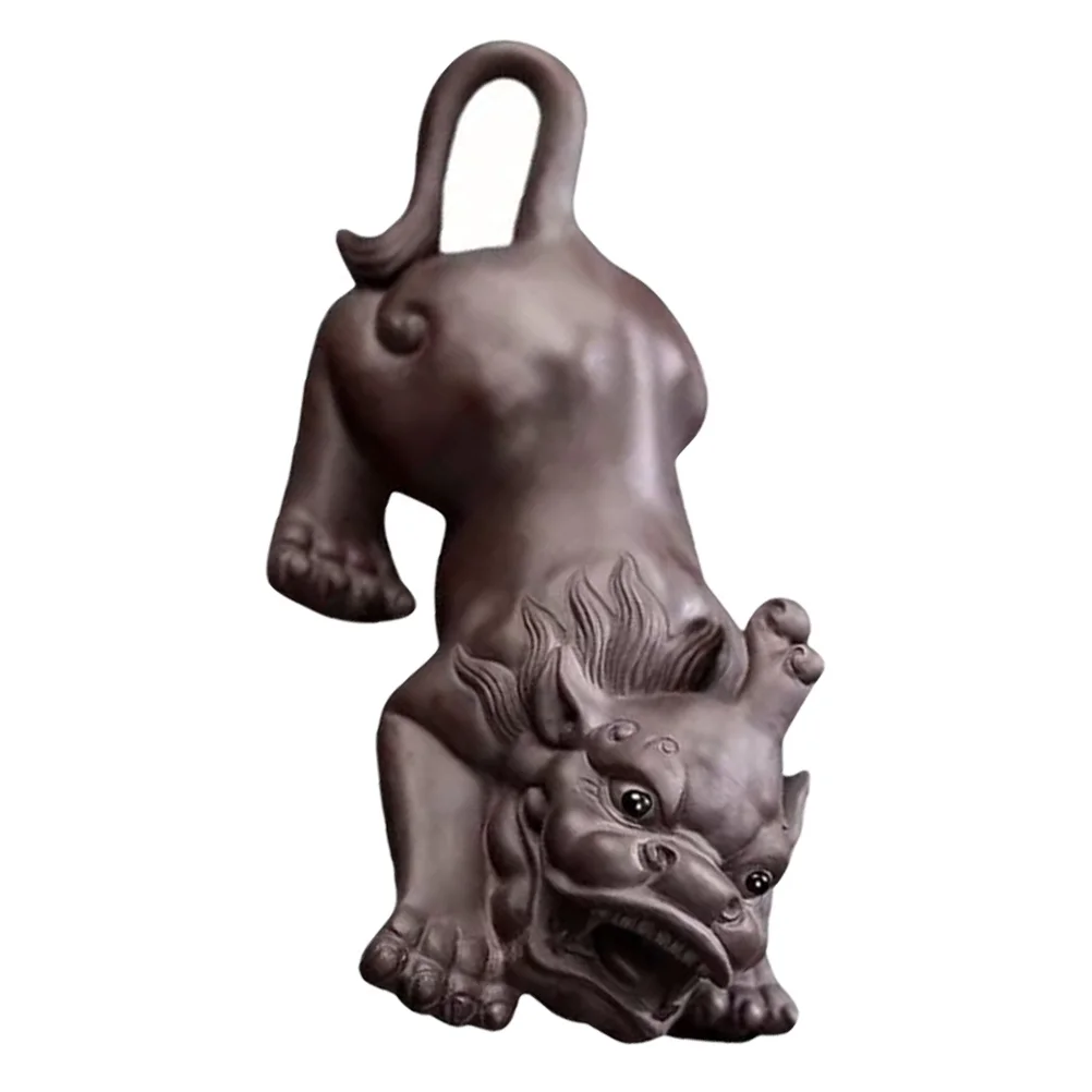 

Tabletop Adornment Purple Sand Tea Pet Ancient Animal Statue Multiple Functions Good Meaning Tea Tray Decor Tabletop Decor