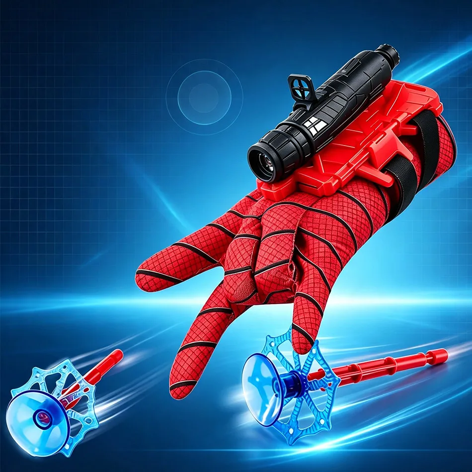 Hot Web Shooter Glove for Role Play Games Spider Web Launch Gloves - Red and Blue Hero Toys, Fun Interactive Party Games gift