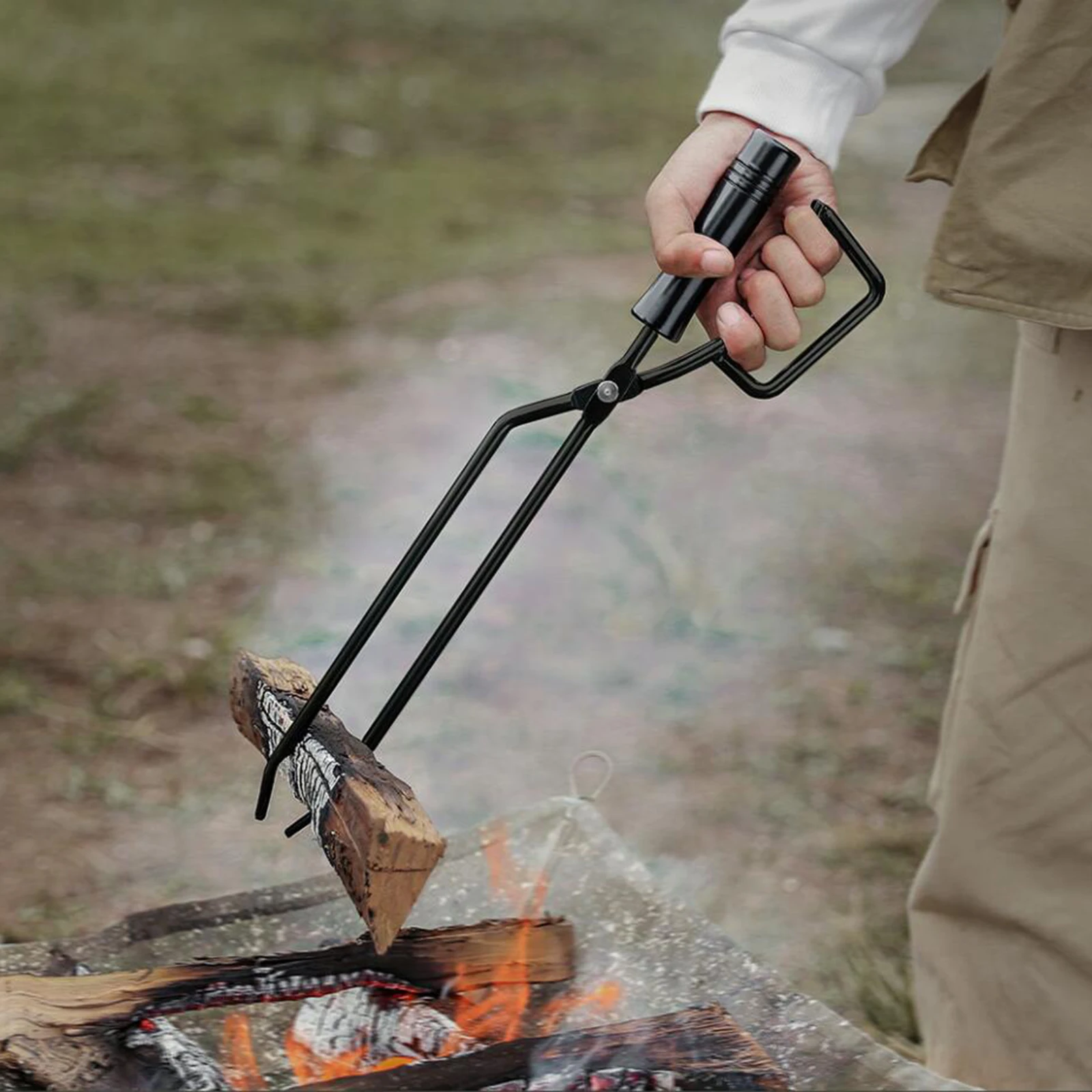 Long s Metal Iron Fireplace Tongs Log Claw Grabber Large Rust