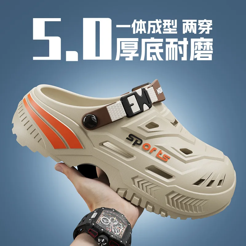 YUYIN Novas Sandálias da Moda Masculinas de EVA Casuais Confortáveis com Furos, Sapatos de Jardim, Sandálias de Praia Masculinas para Exterior, Chinel