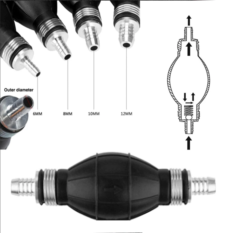 1 pc Universal Fuel Pump Rubbe Hand Primer Bulb Petrol Diesels Liquid Oil Gas Water Tansfer Rubber Tube Aluminum For Car Boat