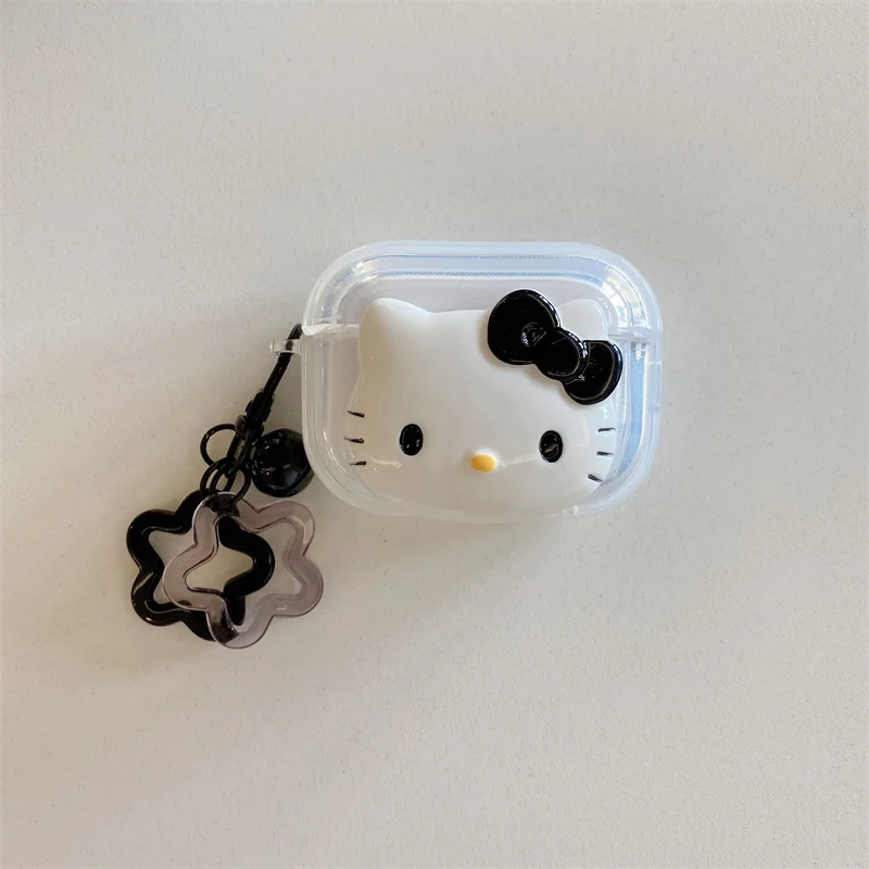 Funda rosa de Hello Kitty con campana pequeña para Airpods Pro de segunda generación, funda de TPU para auriculares para Airpods de tercera generación, funda para niña