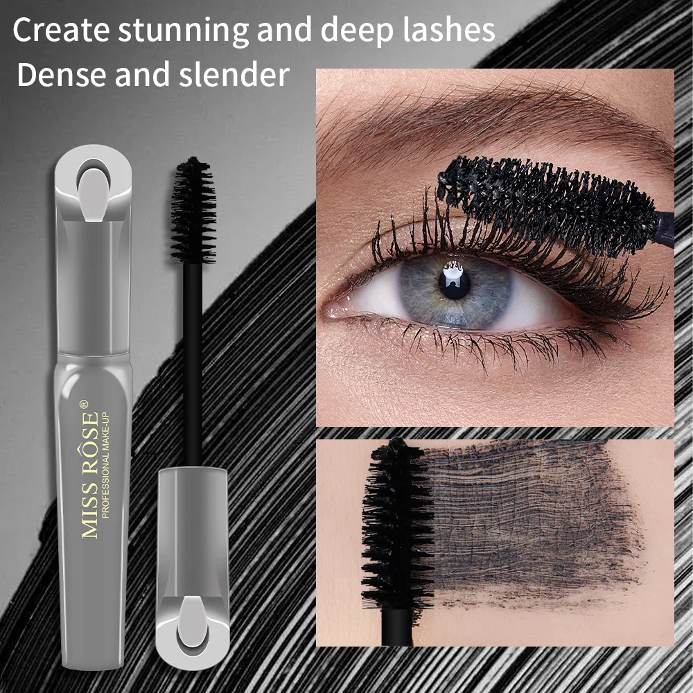 MISS ROSE Plumping Brush Head Natural Curling Black 4D Mascara Make-up Enlarge Eye Thicker Curled Longer Lashes Mascara Cosmetic