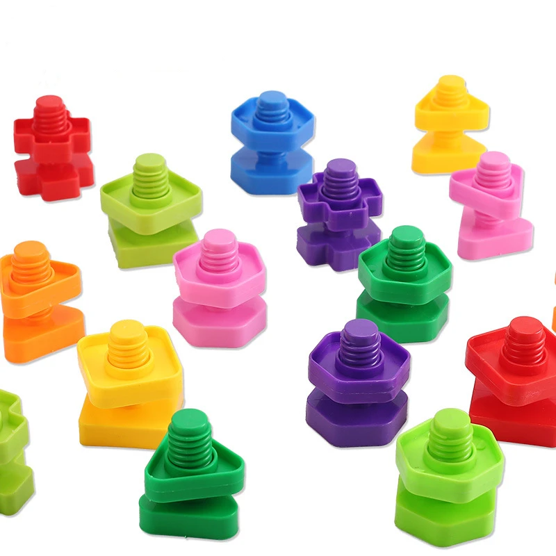 Schraube Bausteine Spielzeug kreative Block Mosaik Puzzle Spielzeug für Kinder Kunststoffe insatz Blöcke Nuss Form Lernspiel zeug