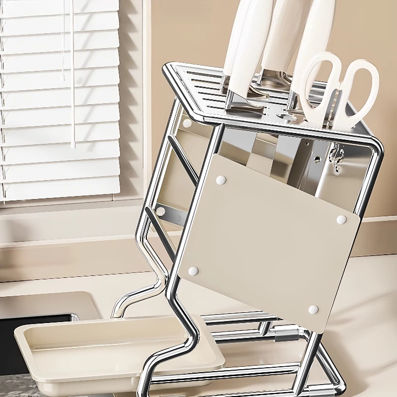 

Light luxury kitchen rack, storage rack, stainless steel vegetable rack, integrated chopstick cage storage rack