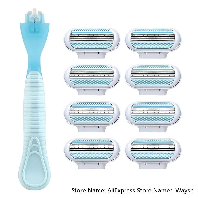 

Ручная бритва для женщин с 8 лезвиями, портативная безопасная бритва для ног, подмышек, тела, бикини | Нежное влажное бритье, безболезненное средство для волос