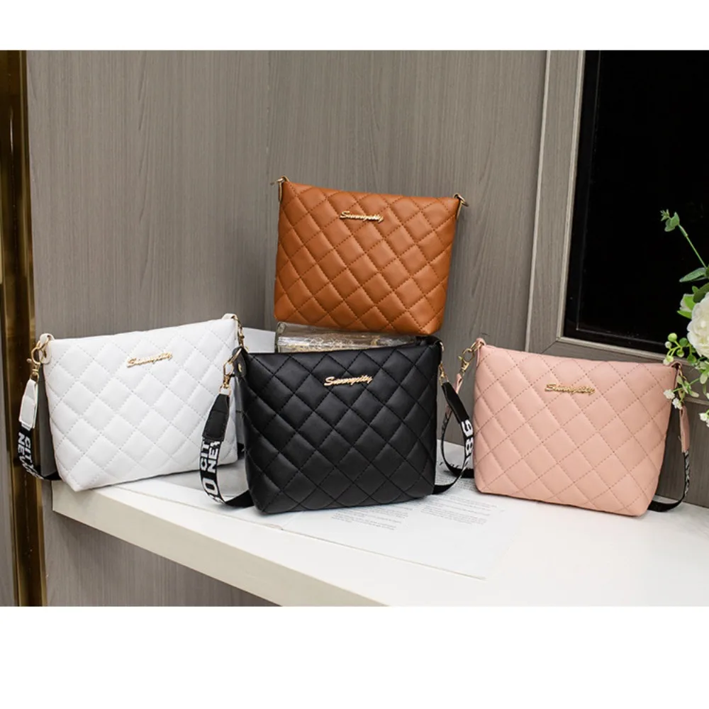 New PU Leather Small Messenger Bag Women Trend Lingge Embroidery Female Shoulder Bags Fashion Chain Ladies Crossbody Purse