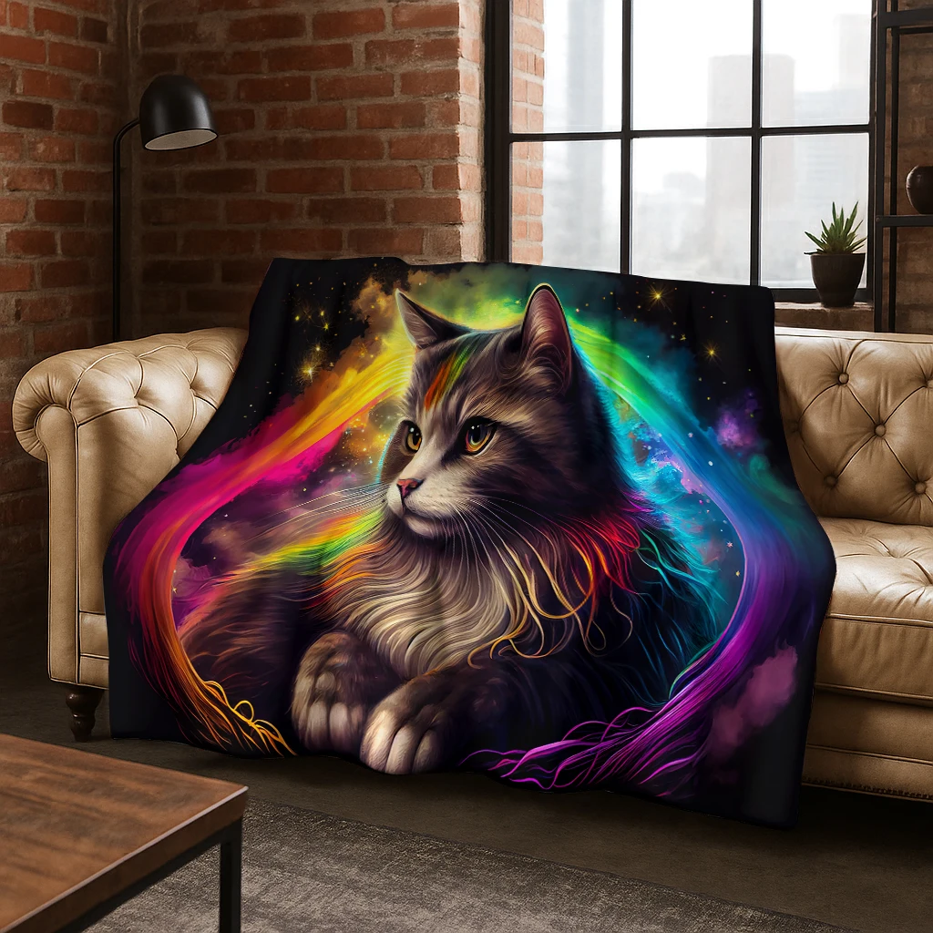 3D Persian Cute Cat Animals Flower Flannel Blanket Soft Warm Blanket for Bedroom Room Living Room Bed Travel Camping Picnic Gift - view 3