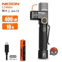 Nicron L74 Mini Tiny 400 Lumens Tactical EDC Flashlight Rechargeable with Magnet 90 Degree IP65 Waterproof Led Pocket Light