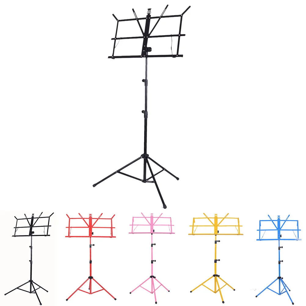 

Folding Adjustable Music Stand Holder Metal Tripod Stable Non-Slip Feet Portable Lightweight for Guitar Parts Accessories Black