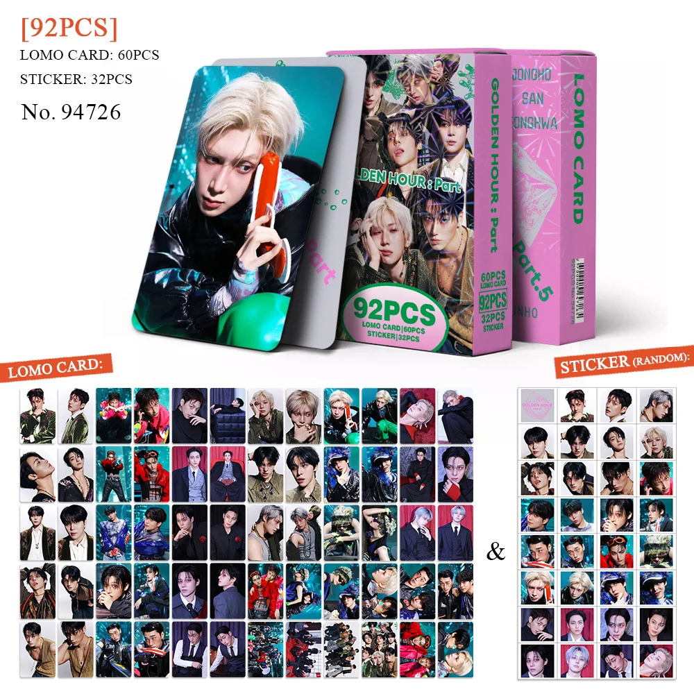 92pcs/set ATEEZ GOLDEN HOURPart.5 Ashes to Light  lomo Star Photocards Stickers Photo Lomo Cards Fans Collection Printed Cards image 2