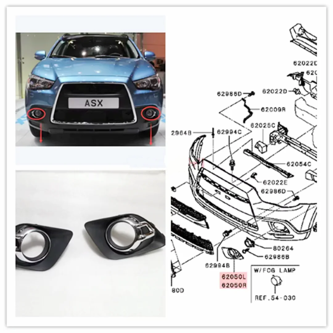 1PCS Front Bumper Chrome Fog Lamp Cover Electroplating Decorative Cover For Outlander Sport ASX GA1W GA2W GA6W 8321A385 8321A386