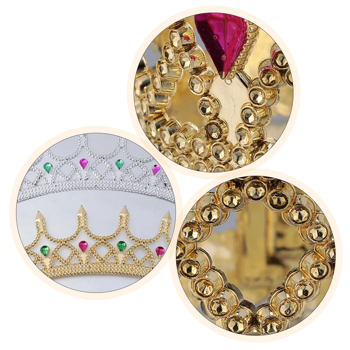 

2Pcs Fashion Crown Headwear Royal Medieval Headdress for Dance Party Halloween Retro Crown Props Odorless Plastic