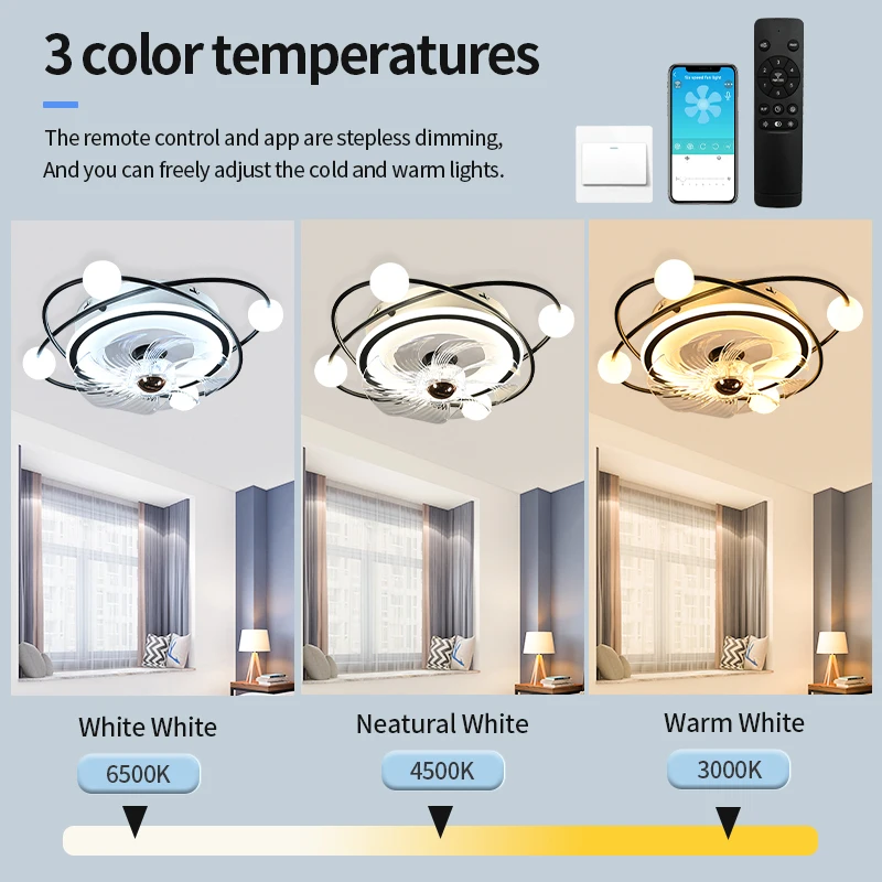 Inteligentny wentylator sufitowy IRALAN z lekkim wentylatorem nowoczesny sufit z oświetleniem LED i regulowanym wentylator sufitowy z lampą Led 56Cm