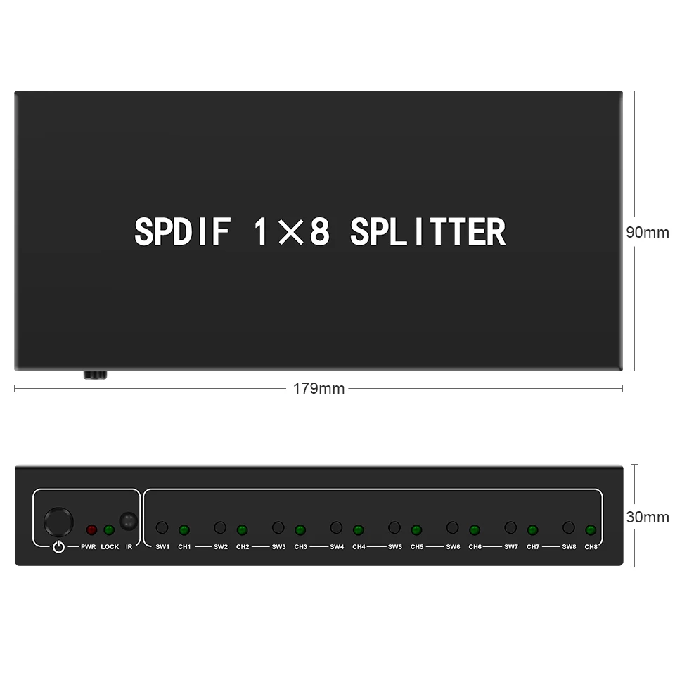 Optical Audio Splitter,1 in 8 Out Fiber Optic Digital Toslink S/PDIF Splitter for Home Theater,Speakers,PlayStation,TVs,DVD Play