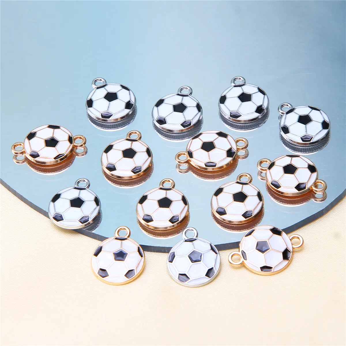 10pcs Fine Enamel Football Pendant Sports Series Alloy Accessories DIY Jewelry Making Necklace Earrings Bracelet Pendant