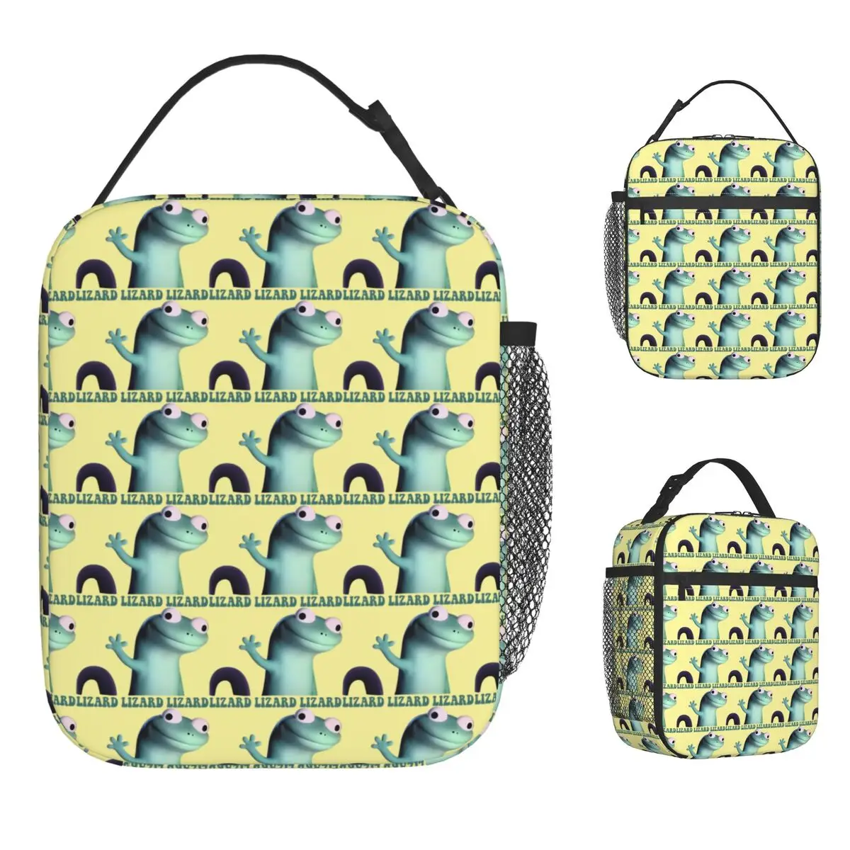 Funny Cartoon Lizard Meme Lunch Bag Child Print Lunch Box Vintage Travel Cooler Bag Portable Insulated Oxford Thermal Handbags