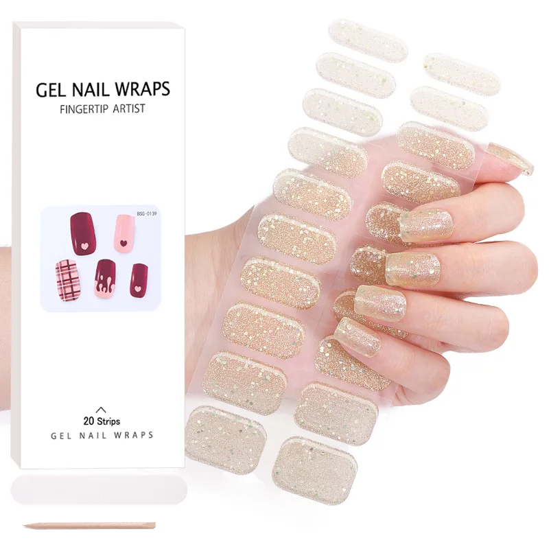 Semi cura Lantejoula Gel Nail Care Etiqueta, UV Esmalte, Adesivo Wraps Set para Lâmpada UV, Nail Art Decoração, Nova chegada