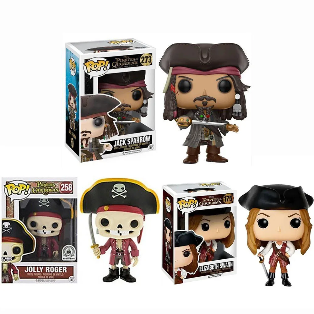 Funko Pop Disney Pirates of the Caribbean Jack Sparrow #273 Elizabeth Swann #175 Vinyl Action Figures Dolls Toys Gift for Kids