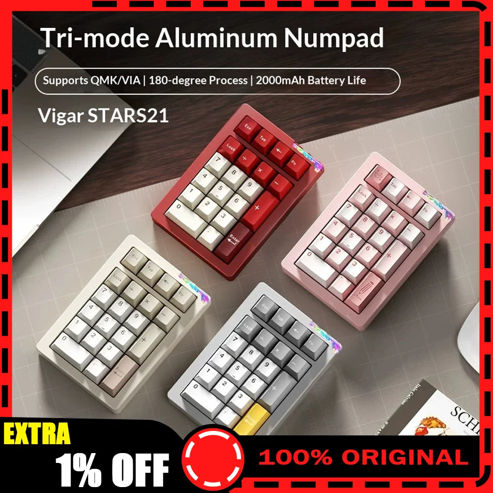 WEIKAV STARS21 Wireless Keyboard High Quality Four-Layer Filling Gaming Keyboard Three-Mode Connection Pharaoh's Eye Backboard