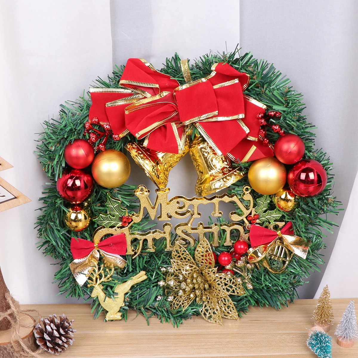 

Christmas Wreaths Garland Door Hanger Ornament Decor Festive Hanging Artificial Ball