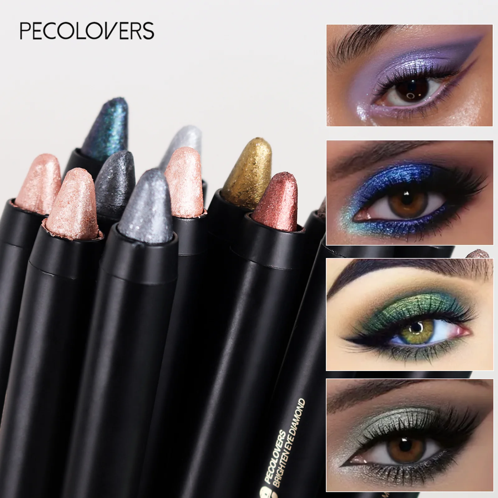 Stylo ombre à paupières crème à paillettes, avec Design à Double tête, finition scintillante nacrée, pour un charmant maquillage pour les yeux de noël, 1 pièce