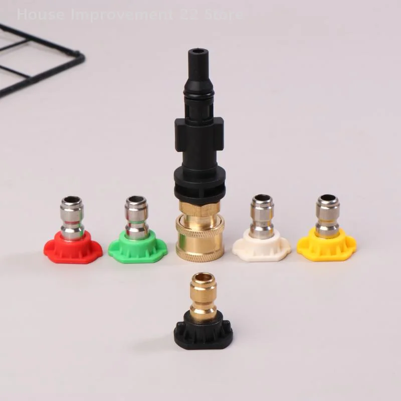 

6Pcs High Pressure Washer Quick Connect Adapter 1/4" Thread With Nozzle Fits LAVOR/Sterwins/Parkside Durable Plastic Kit