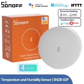 חיישן טמפרטורה ולחות Zigbee SONOFF SNZB-02P עובד עם Alexa Google Home Smartthings