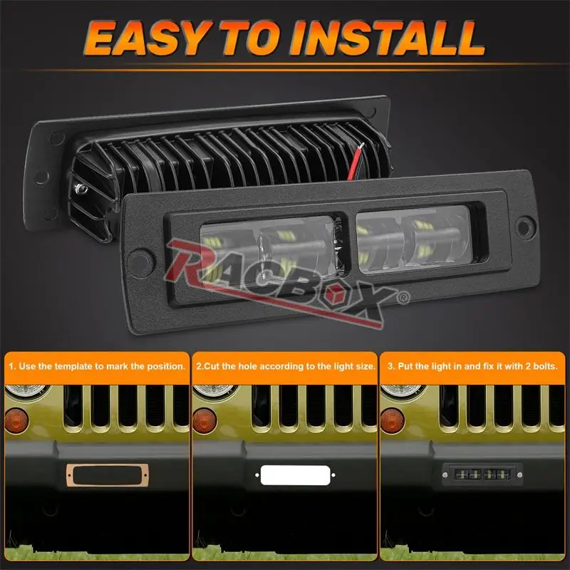 7 Zoll 6D LED-Lichtleiste, bündig montierte LED-Arbeitsleuchte, Auto-Nebelscheinwerfer für Scania LKW, Offroad 4X4, Auto, ATV, SUV, 12V 24V – Detail 8
