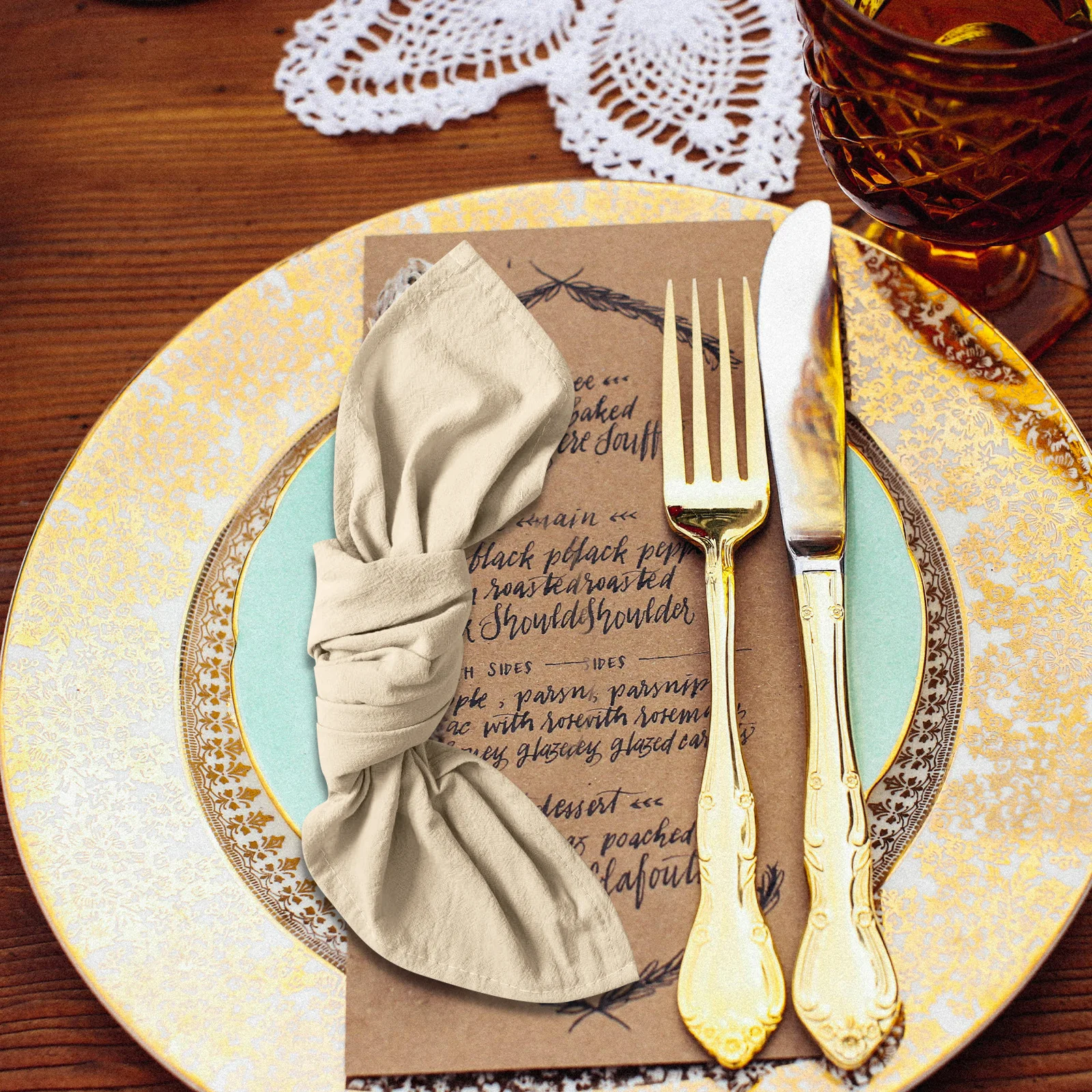 

12Pcs Cotton Dinner Napkins Soft Washable Reusable 40cm Olive Green for Weddings Parties Restaurants Home Natural Napkins