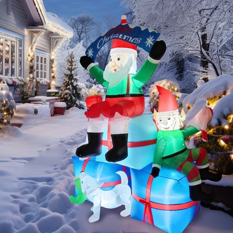 2.1M Outdoor Inflatable Christmas Tree Old Man Snowman Combination Air Mold Foroutdoor Garden Christmas Decoration