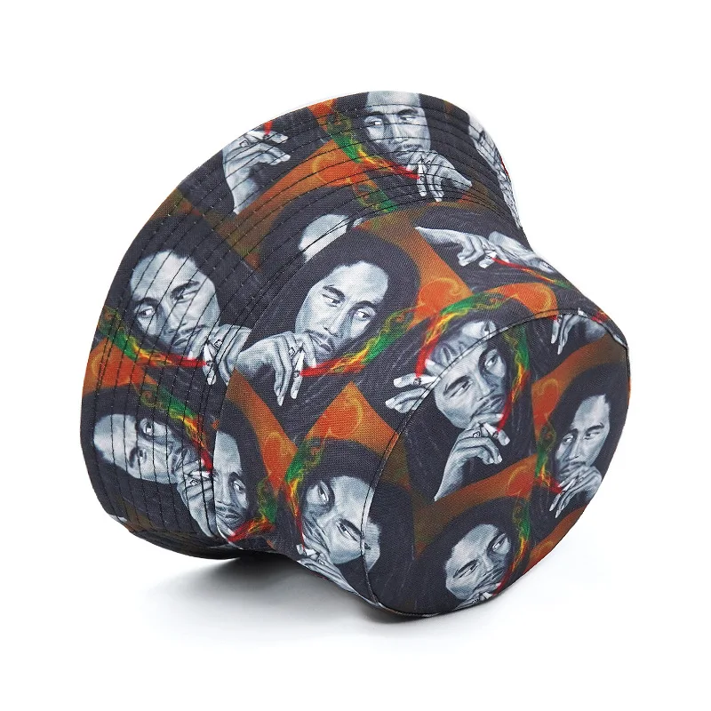 Bocca 2023 Jamaica Bucket Hat Bob Marley Print Panama Fisherman Hats For Men Women Double Side Reversible Cap Beach Travel New