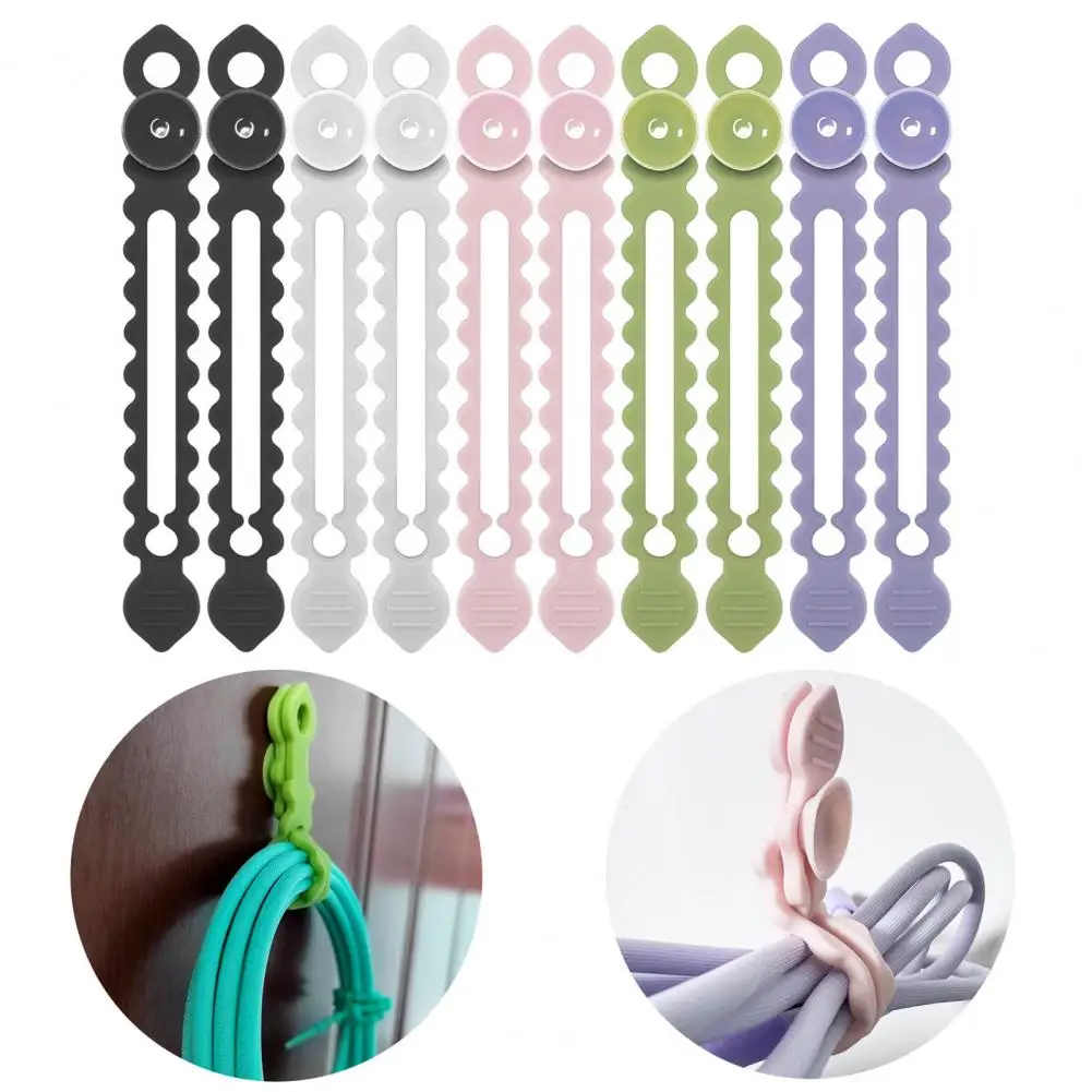 20Pcs Bobbin Winder Silicone Cable Ties Reusable Cable Organizer with Button Charging Cables Headphones USB Cables Organizer