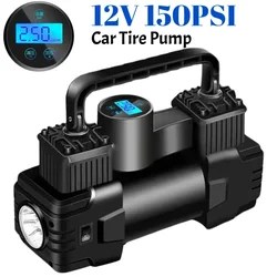 12V 150PSI Heavy Duty Tire Inflator with Pressure Gauge Portable Metal Air Compressor one Cylinder Air Pump with Light