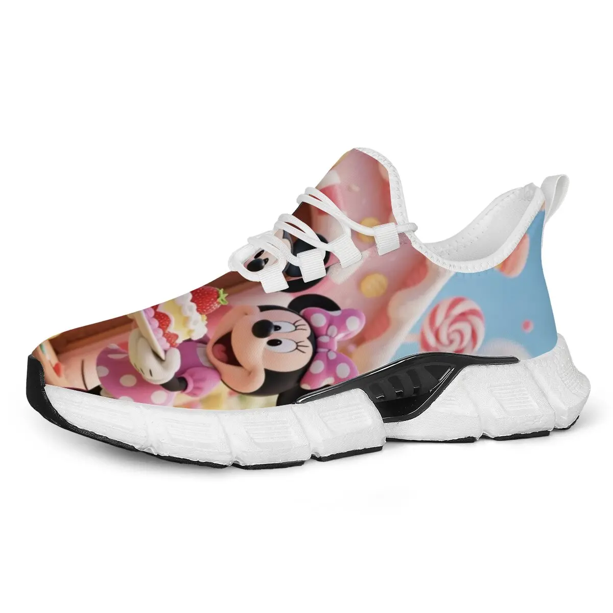

Милые спортивные кроссовки с мультяшным принтом Минни Маус и мультяшным дизайном, новая легкая повседневная обувь на плоской подошве, Zapatillas на шнуровке