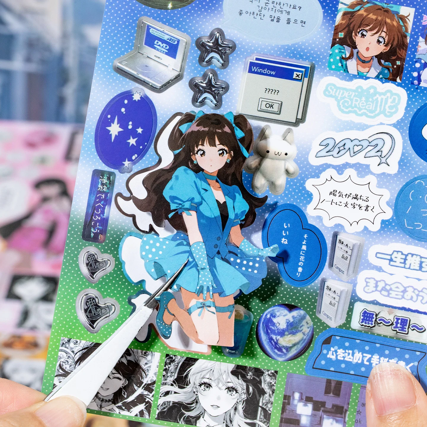 

Kawaii Holiday girl 3D Manga Girl Sticker book DIY comic scene decoration festival gift