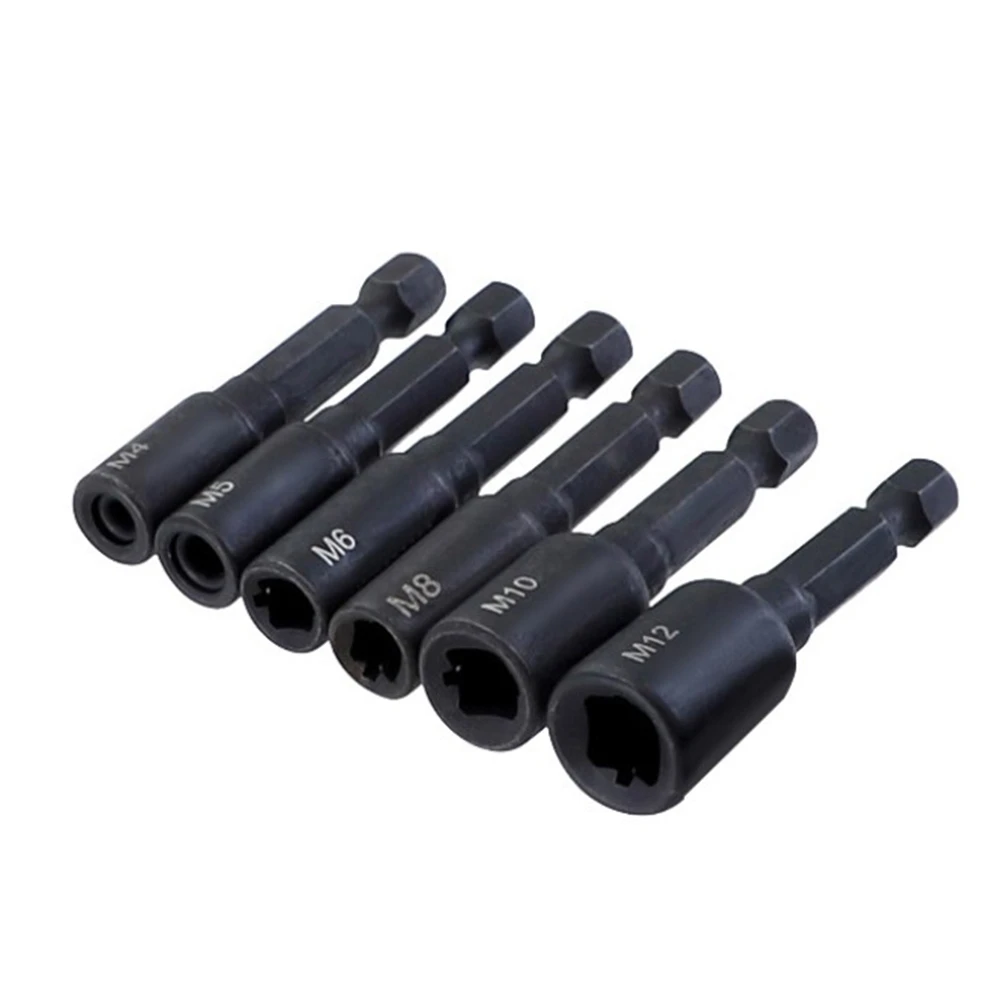 1/4 Hex Shank Thread Tap Socket Adapter M4-M12 HSS Straight Fluted Screw Tap for Machine Tapping Threading Tool 6Pcs