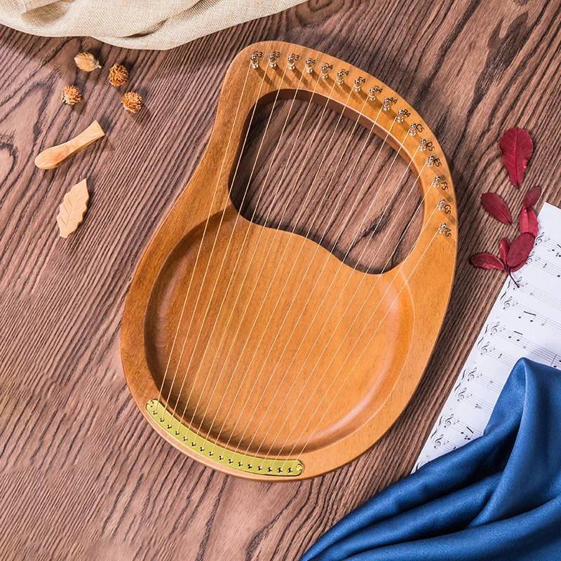 Lyre 16 Strings Lyre Harp Mahogany Wood Harp Piano Stringed Musical Instrument With Tuning Wrench Spare Strings