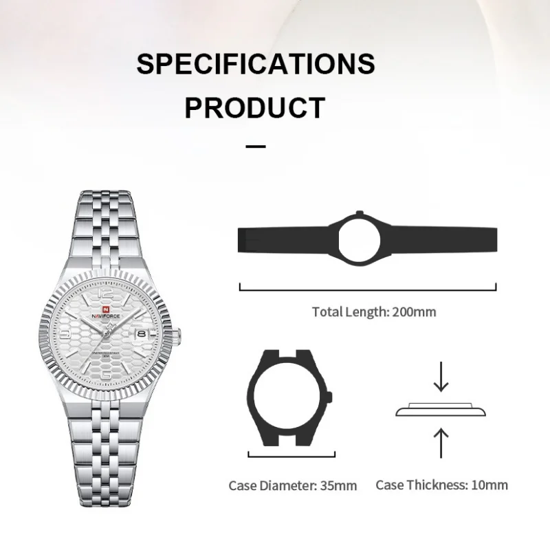 NAVIFORCE NF5079 Women Watch High Quality Waterproof Quartz Sport Ladies WristWatches Female Steel Bracelet Romantic Reloj Mujer