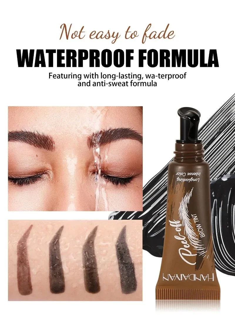 5-Farben Peel-Off Augenbrauen-Gel mit Bürstenkopf, Semi-Permanente Augenbrauenfarbe, Wasserfest, Langanhaltend, Tattoo-Effekt, Peel-Off Augenbrauen-Gel-Farbe, Augenbrauen-Make-up – Detail 6