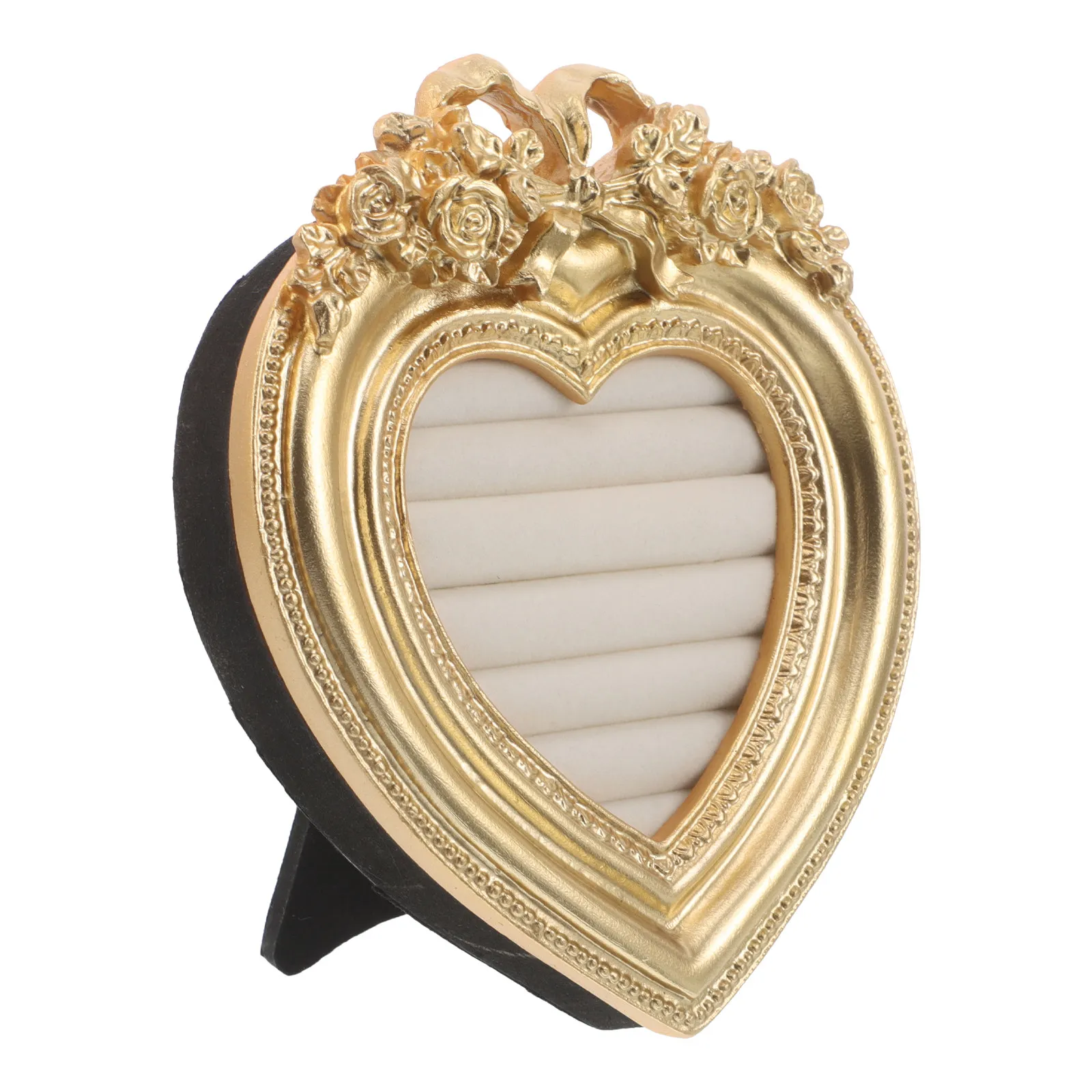 Vintage Resin Heart Ring Holder & Earring Display Tray for Jewelry Storage – Wedding, Anniversary, Engagement