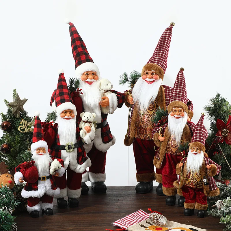 زينة عيد الميلاد 12 بوصة حزمة هدايا سانتا كلوز الدائمة سانتا كلوز مصباح زيت دمية نافذة لوازم الديكور الهدايا