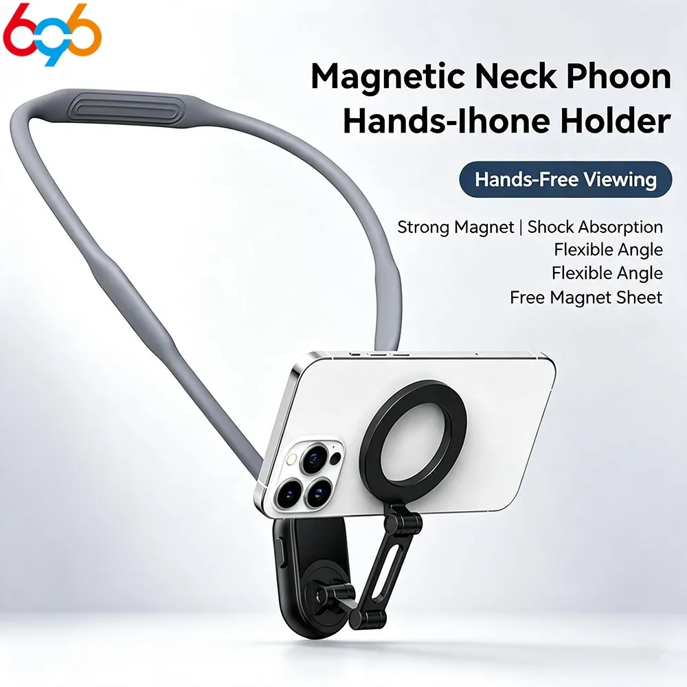 Magnetic Silicone Neck Mount Phone Bracket Hands‑Free Selfie Holder Fit For IPhone16 15 14 13Huawei Samsung Xiaomi Mobile Phones