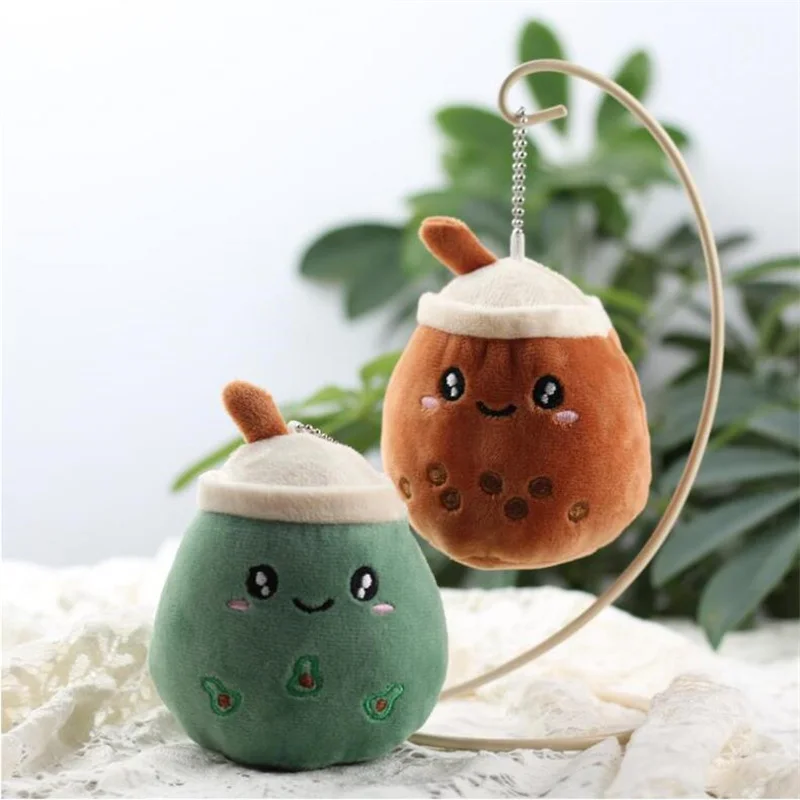 Gesimuleerde Fruit Melk Theekop Tas Hanger Knuffel Kleine Parel Gevulde Pop Fopspeen Doek Pop Meisje Verjaardagscadeau 12CM