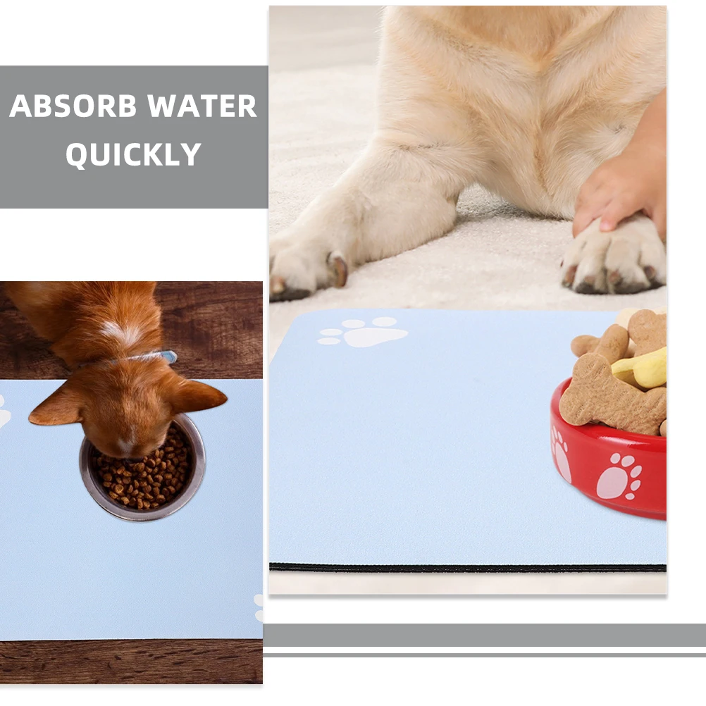 

Pet Anti-slip Dog Food Mat 60x40 Blue Silica Gel Placemat for Bowls Small Absorbent Water Mats Feeding Cat Dog Pet Toys