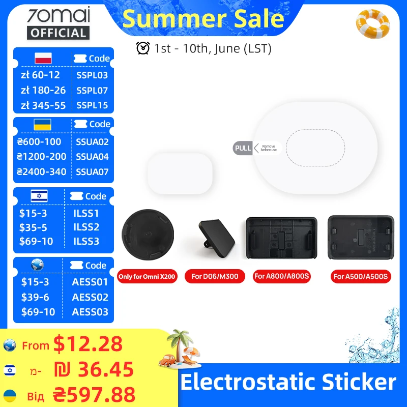 

70mai Mount & Sticker Tool Pack for 70mai Dash Cam T800/X800/A810/A510/A800S/A500S/1S/M300/M200 Car DVR Mount