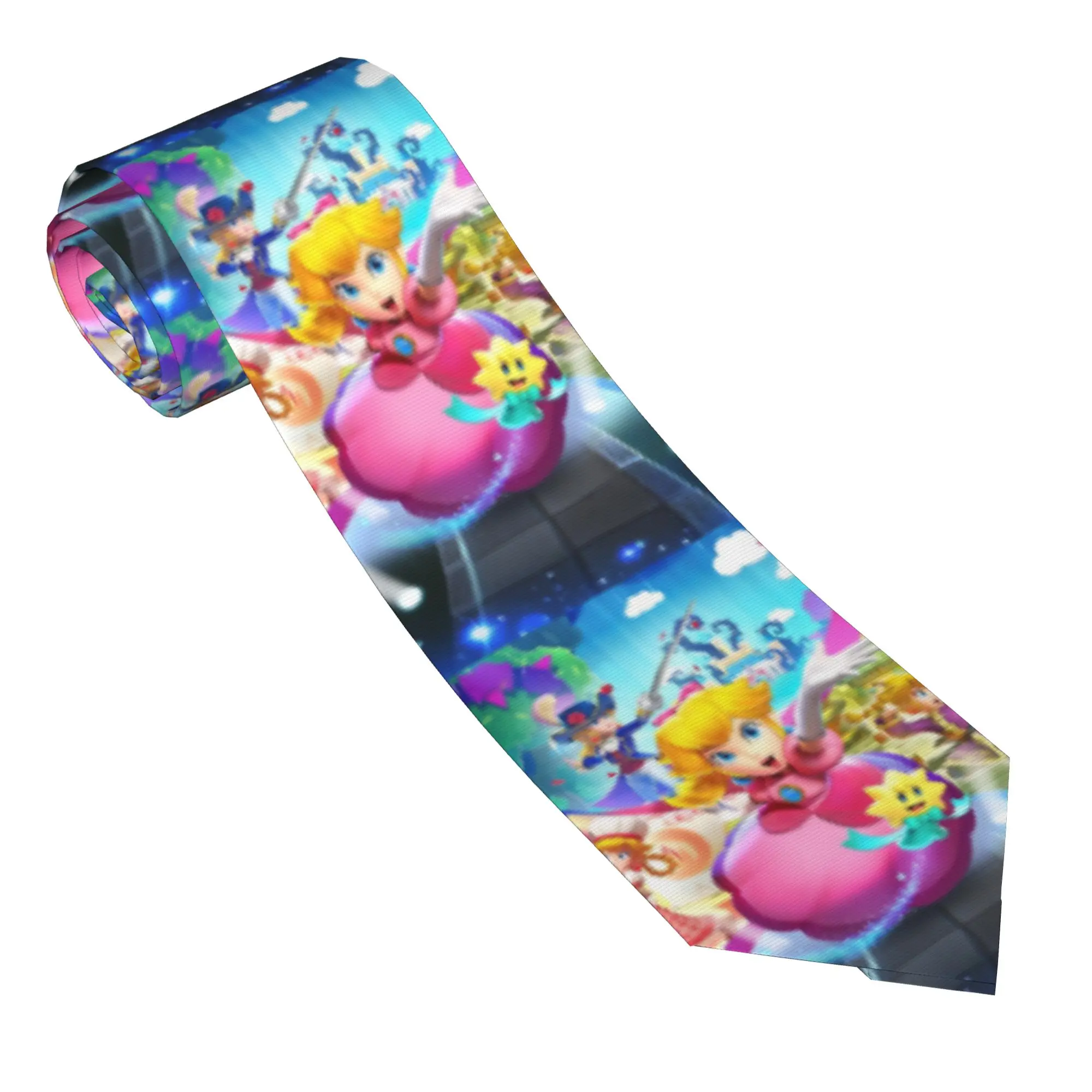 

Princess Peach Cute Necktie Men Women Polyester 8 cm Slim Narrow Neck Tie Super Mario for Men Daily Wear Gravatas Wedding Office