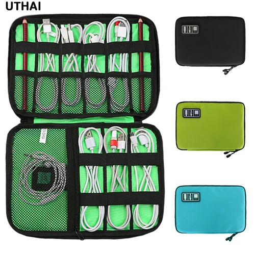 Bolsa de almacenamiento Digital UTHAI, organizador de cables de datos USB para auriculares, bolsa de cables, Kit de viaje, funda, bolsa, accesorios electrónicos