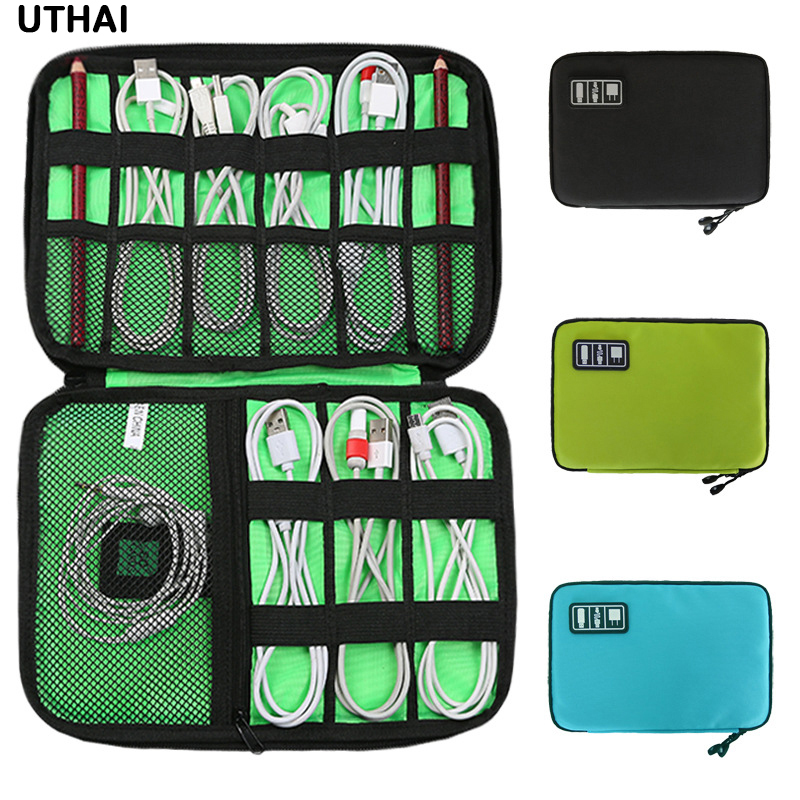  UTHAI Digital Storage Bag USB Data Cable Organizer For Earphone Wire Bag Travel Kit Case Pouch Electronics Accessories 