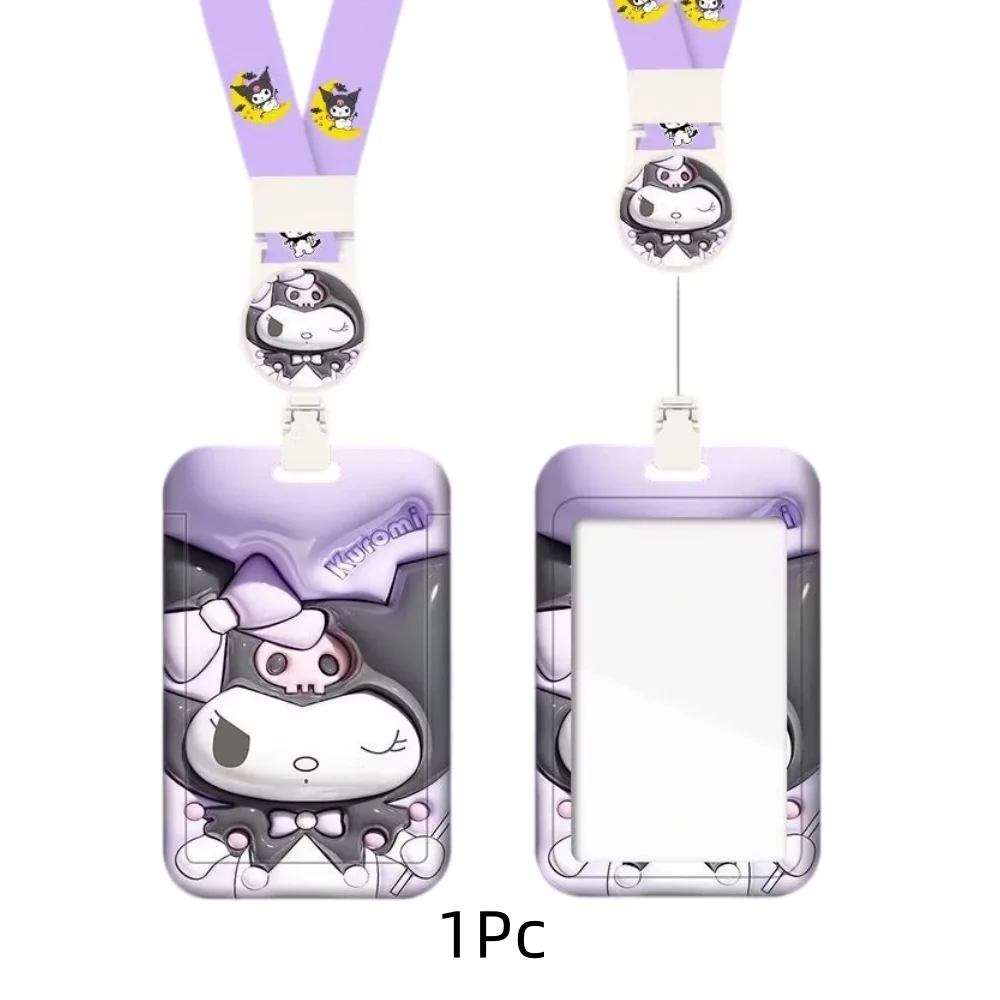 Leuke Hello Kitty fotokaarthouder, rode acryl ID-badgehouder met kralenketting, KT-kattenbuskaarthoes, sleutelhanger, schattig cadeau.
